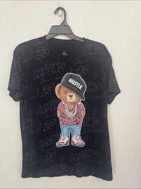 Kids Black 'Hustle Bear' Graphic Tee